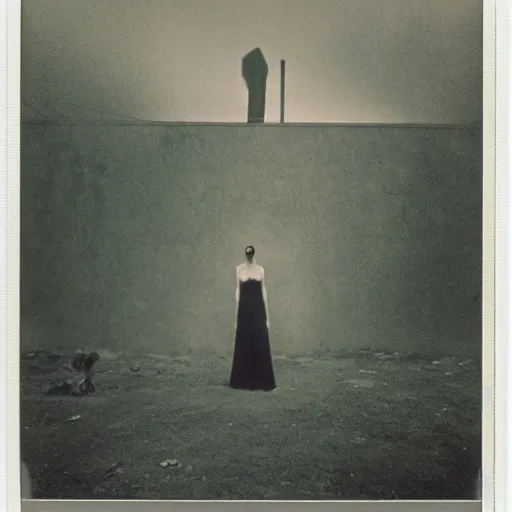 Image similar to vogue giallo photoshoot by annie liebovitz, fritz lang, and beksinski, cursed polaroid, 3 5 mm