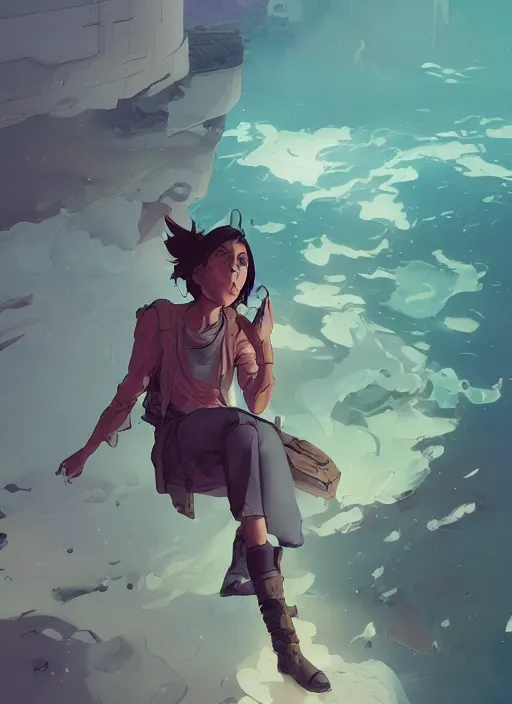 Image similar to overwhelmed with floating thoughts behance hd artstation by jesper ejsing, by rhads, makoto shinkai and lois van baarle, ilya kuvshinov, ossdraws, that looks like it is from borderlands and by feng zhu and loish and laurie greasley, victo ngai, andreas rocha