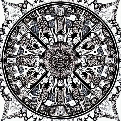 Image similar to ornate psychedelic mandala pattern, intricate detail, complex, high detail