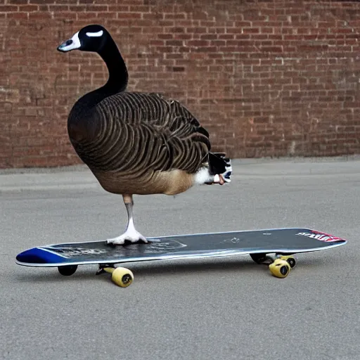 Image similar to goose skateboarding