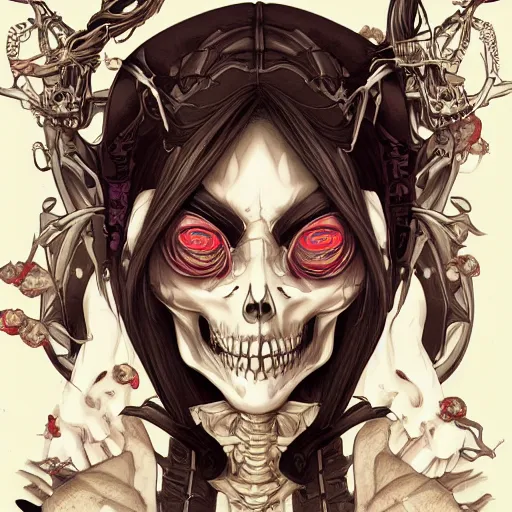 anime manga skull profile young woman skeleton, elf, | Stable Diffusion |  OpenArt