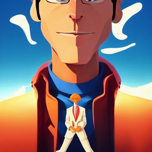 Image similar to face icon stylized minimalist the new adventures of johnny quest, loftis, cory behance hd by jesper ejsing, by rhads, makoto shinkai and lois van baarle, ilya kuvshinov, rossdraws global illumination