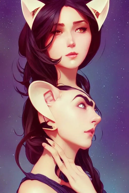 Prompt: a beautiful woman with cat ears, highly detailed, digital painting, artstation, concept art, smooth, sharp focus, illustration, art by artgerm and alphonse mucha, high definition digital art, in the style of ross tran and ilya kuvshinov