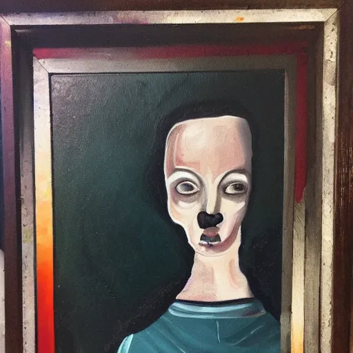 Image similar to an unsettling framed painting