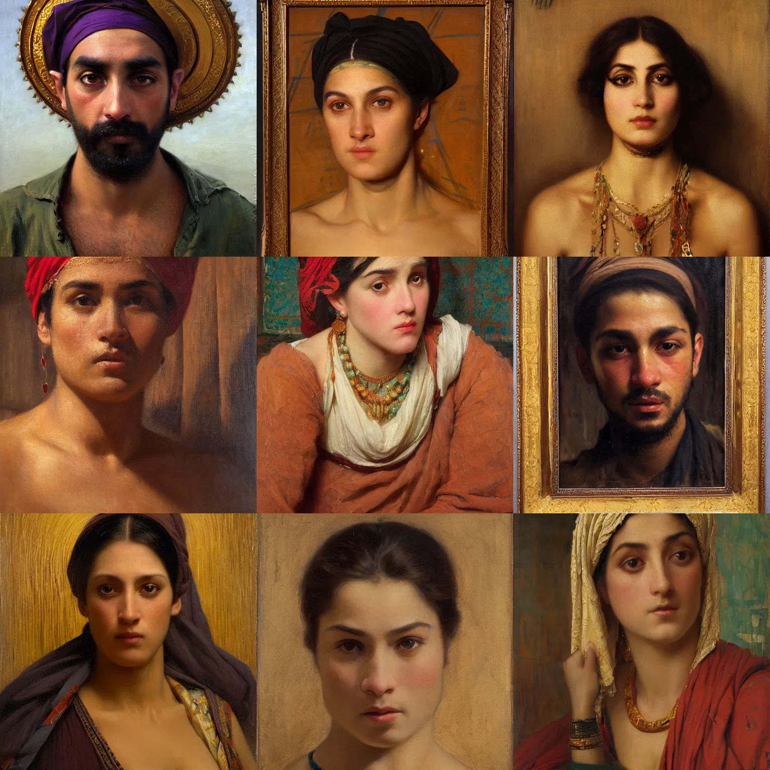 Prompt: orientalism jaw dropped surprised shocked eyes wide stunned face portrait by Edwin Longsden Long and Theodore Ralli and Nasreddine Dinet and Adam Styka, masterful intricate art. Oil on canvas, excellent lighting, high detail 8k