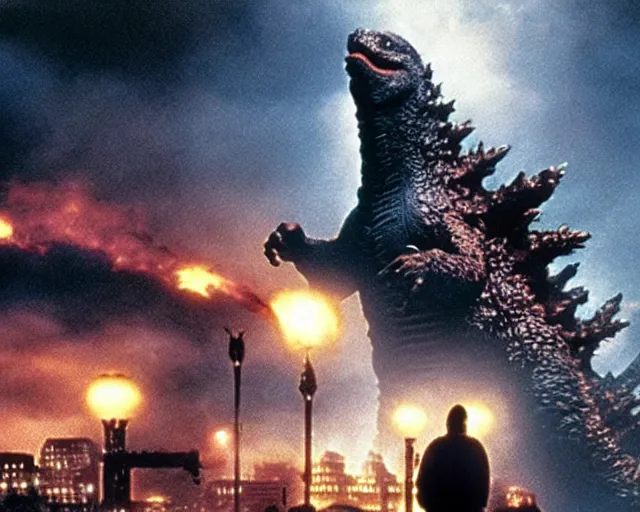 Prompt: godzilla in home alone movie