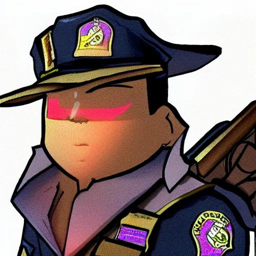 Prompt: Character design police man