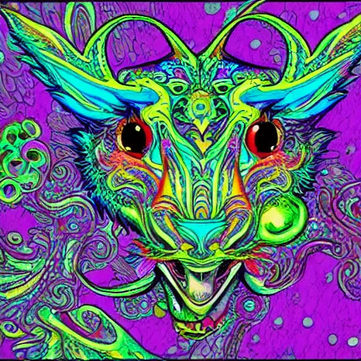 Prompt: a psychedelic hamster dragon