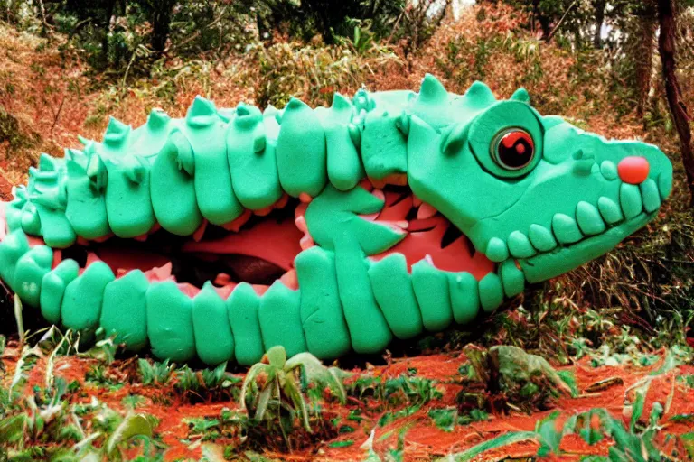 Prompt: a photo of a giant mutant cupcake crocodile in its natural habitat, kodak ektachrome e 1 0 0 photography