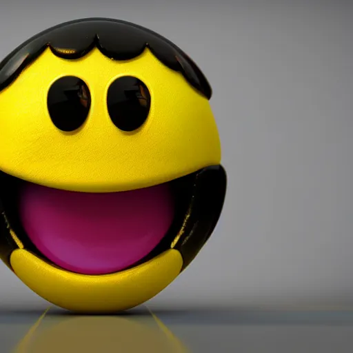 Image similar to a yellow emoji that is biting it's lip, 3d render, octane render