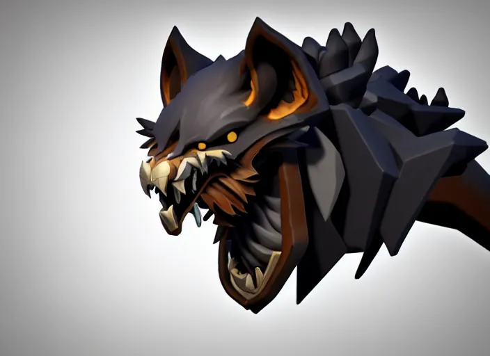 Prompt: wolf head, stylized stl, 3 d render, activision blizzard style, hearthstone style, darksiders style, dauntless style