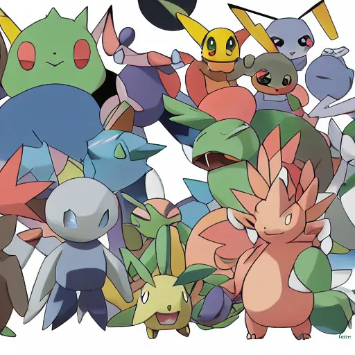 Prompt: completely new, non - existing pokemon, new generation starter, by ken sugimori