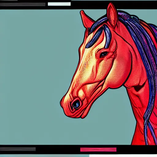 Prompt: digital horse, retrowave palette, highly detailed, anatomically correct equine, synth feel, smooth face, digital art