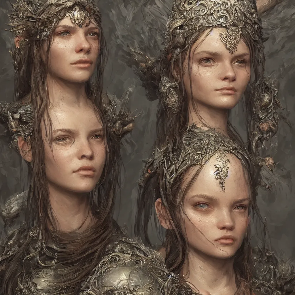 Image similar to Hyper realistic detailed portrait of a young Paludnitsa. Fantasy art by Eddie Mendoza, detailed and intricate environment, highly detailed, award winning art.