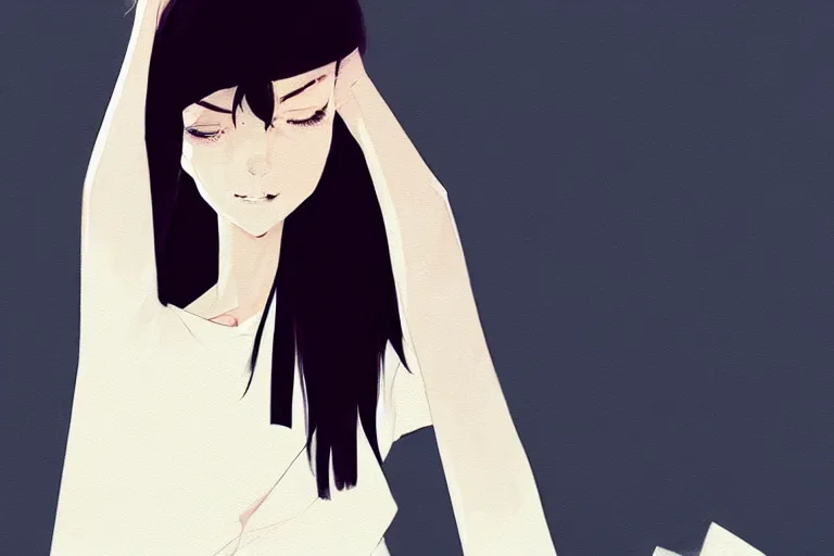 Image similar to a ultradetailed full body portrait of a woman dressed in a white shirt with a tie, by conrad roset, greg rutkowski and makoto shinkai trending on artstation