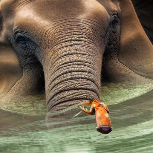 Image similar to a elephant - lobster - lobster - elephant, wildlife photography