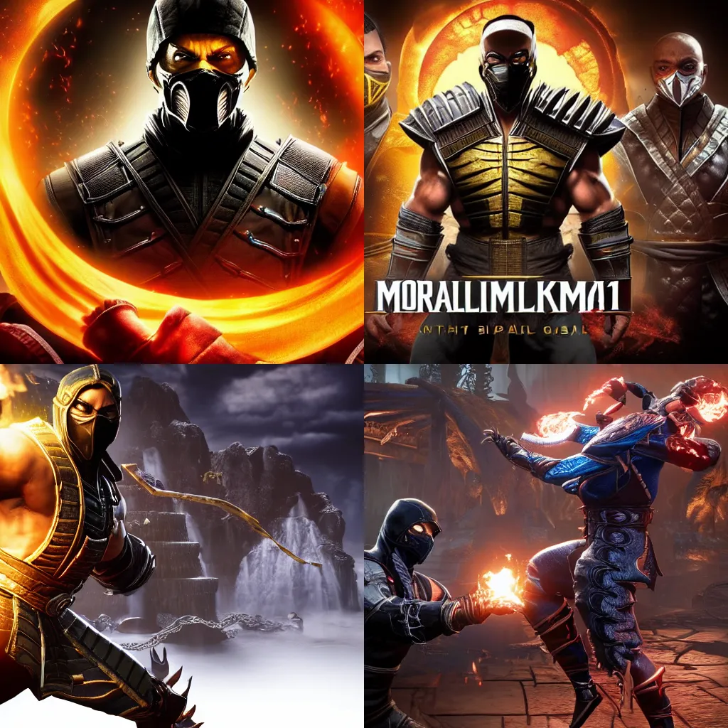 Prompt: mortal kombat 1 1 video game splash screen