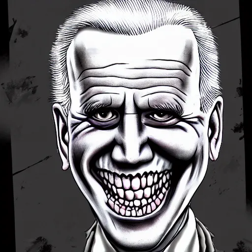 Image similar to grunge drawing of joe biden in the style of jack skellington and Jacob Shaw,creepy, surreal, trending on artstation