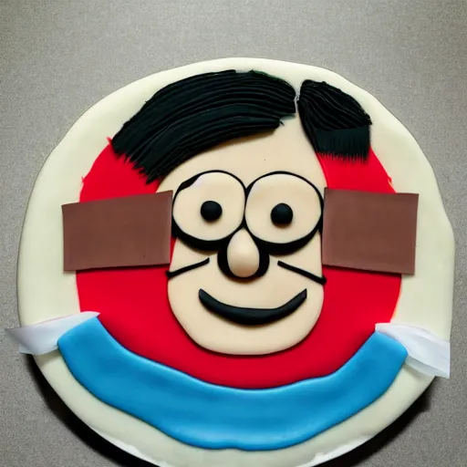 Image similar to sad Ralph Attanasia as a cartoon edible art cake