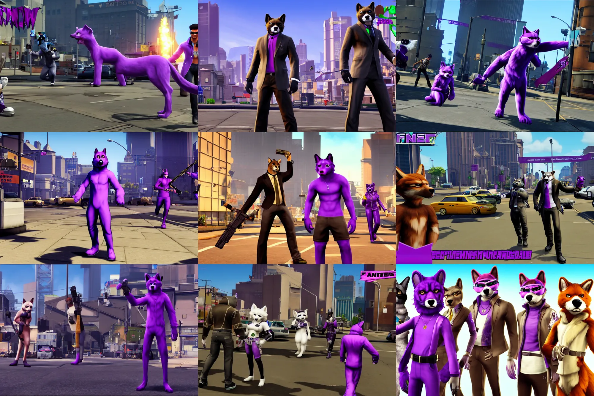 Prompt: screenshot of furries in saints row