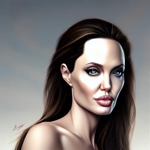 Prompt: portrait of angelina jolie by charlie bowater