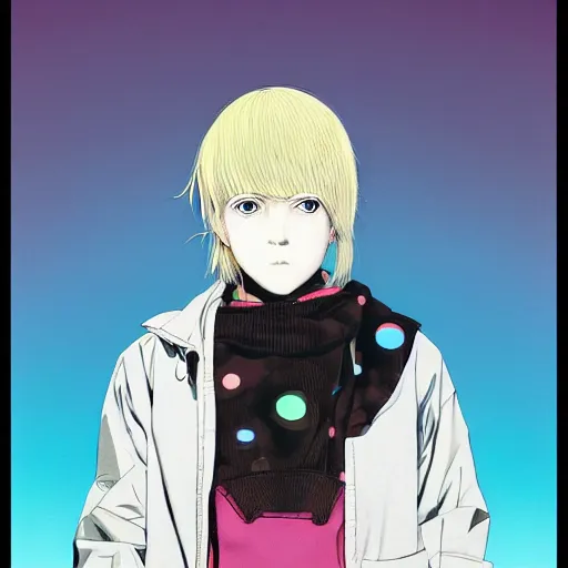 Image similar to a portrait of porter robinson blonde by inio asano, beeple and james jean, hiroyuki takahashi color scheme