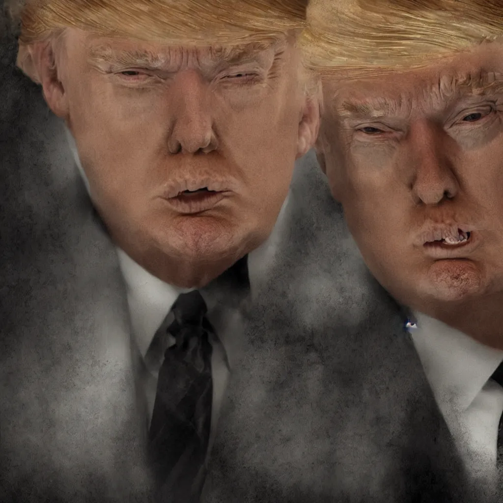 Prompt: a beautiful digital artwork depicting donald trump, eerie, intense, concept art, matte painting, 4 k, detailed