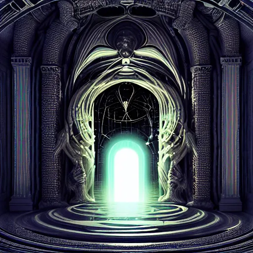 Prompt: majestic portal to another dimension, holly light and image of different time space, ethereal, sci fi, high detail, intricate, giger!, beautiful materials and reflections, photo realistic, 8 k