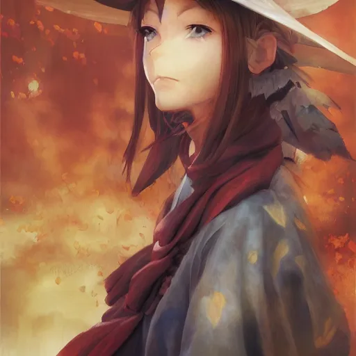 Prompt: Classical oil painting of Kirisame Marisa by Marc Simonetti, beautiful anime portrait, official artwork, stylistic, Touhou character, brush strokes, oil, canvas