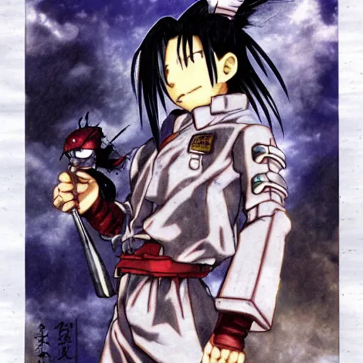 Image similar to ling from full metal alchemist. by yoshitaka amano.