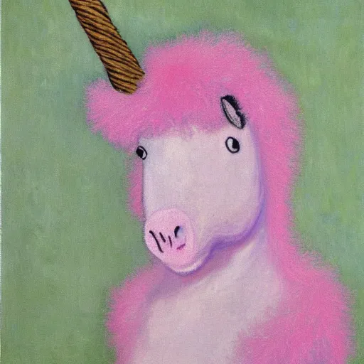 Image similar to pink fluffy unicorn by van gough