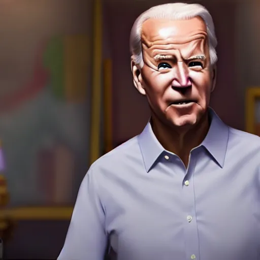 Image similar to joe biden on meth as seen in award winning animated pixar movie 4k octane render