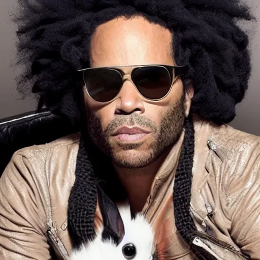 Image similar to photo of lenny kravitz and his amazing rabbits