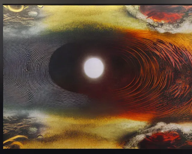 Image similar to eternal eclipse, a brutalist beautifully designed, rich deep colours, painted by francis bacon, yoshitaka amano, sebastiao salgado, julia margaret cameron, adrian ghenie, james jean and petra cortright, part by gerhard richter, part by takato yamamoto. 8 k masterpiece.