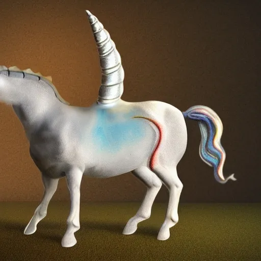 Prompt: a unicorn with a horn instead of a tail