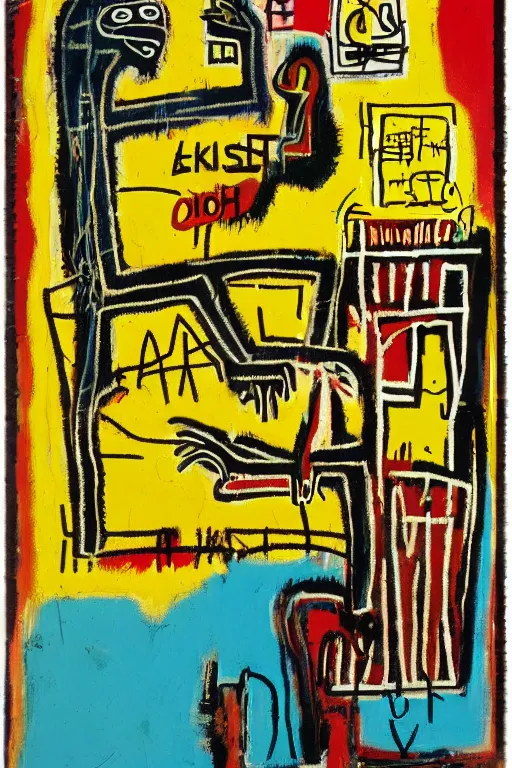 Image similar to a sloth at work by jean michel basquiat