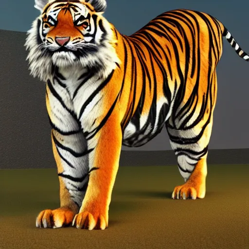 Image similar to A muscular standing tiger posing for the camera, featured on DeviantArt, FurAffinity