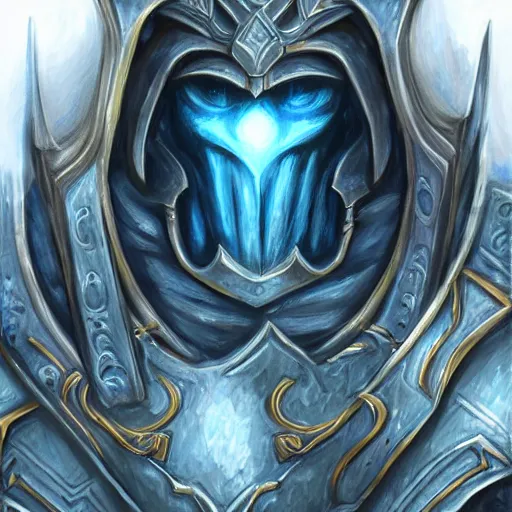 Image similar to portrait of arthas from warcraft, highly detailed, centered, solid color background, digital painting