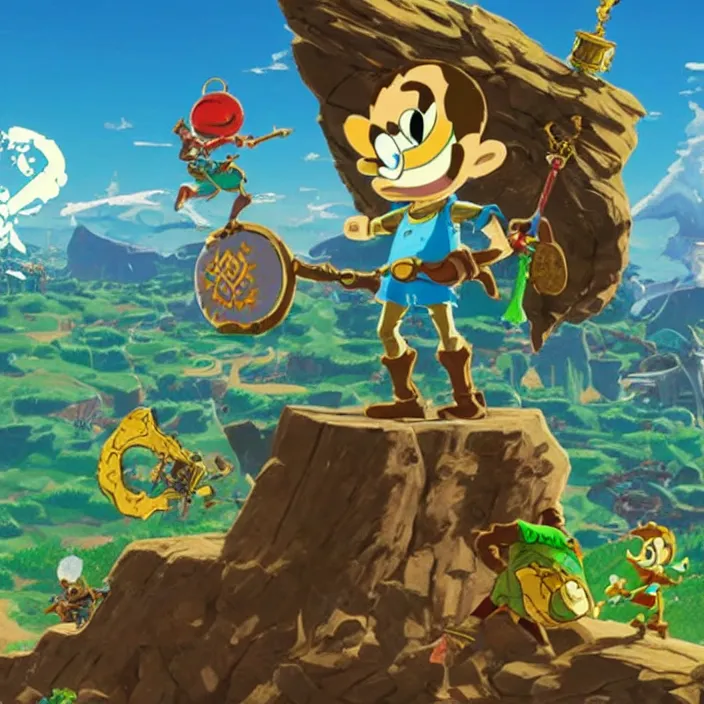 Image similar to Cuphead in The Legend of Zelda Breath of the Wild, detailed screenshot