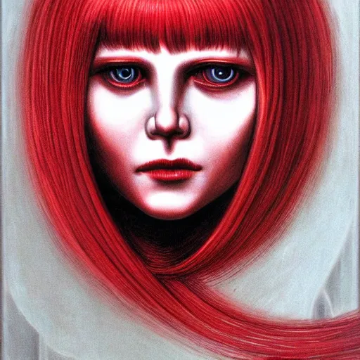 Image similar to griffith, red, by hr giger