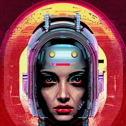 Image similar to a portrait of a female android, by Dan Mumford and Sandra Chevrier