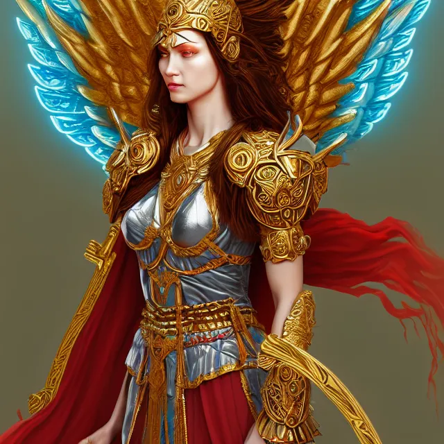 Image similar to beautiful angel warrior queen in ornate robes, highly detailed, 8 k, hdr, award - winning, trending on artstation, ann stokes