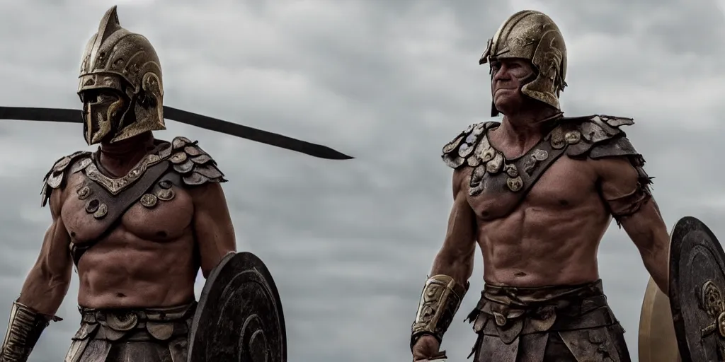 Image similar to film still of joe biden as a spartan warrior in the movie 3 0 0, 8 k