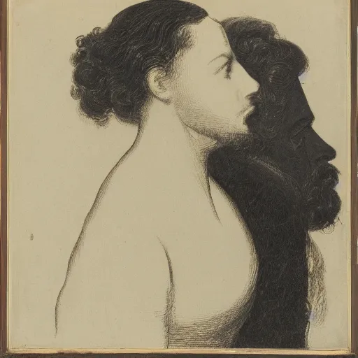 Image similar to portrait of a man in profile, (woman)