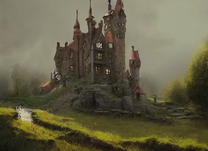 Image similar to the witch castle, digital art, concept art, by stefan koidl