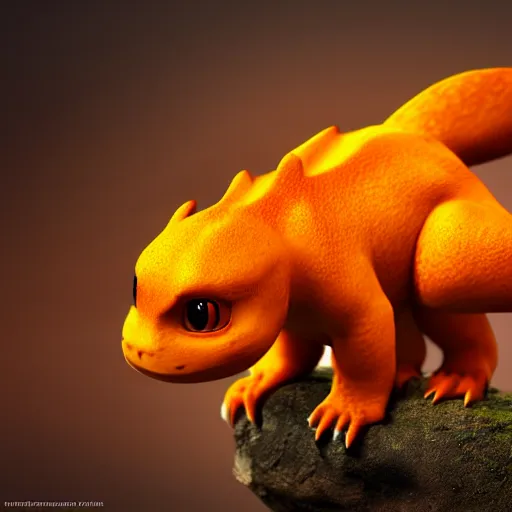 Image similar to photography of a realistic charmander animal, ultra detailed, 8 k, cinematic lighting, natural background, trending on artstation, pokemon