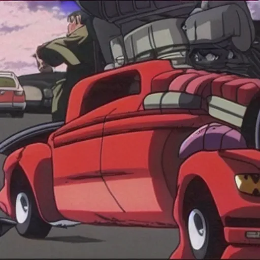 Image similar to anime visual, akira, highway during gang war