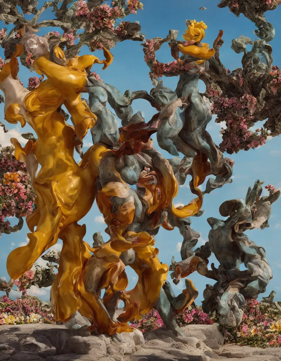 Prompt: a cowboy turning into blooms. tropical sea slugs. complementary colors. national geographic. 8 k, rendered in octane, smooth gradients. sculpture by antonio canova. a cowboy by slim aarons, by zhang kechun, by lynda benglis, by frank frazetta.