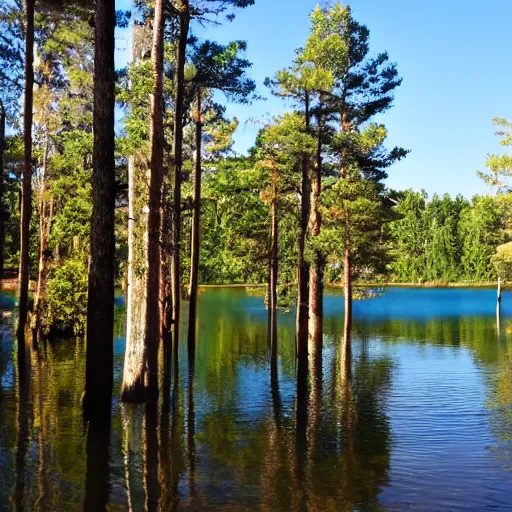 Image similar to photo of the lake in pine forest