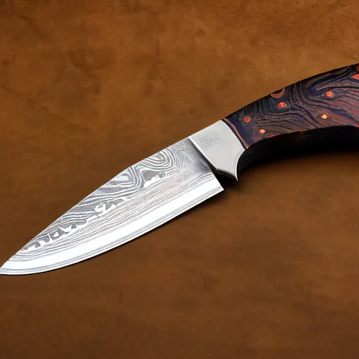 Prompt: high res Damascus steel knife 4k